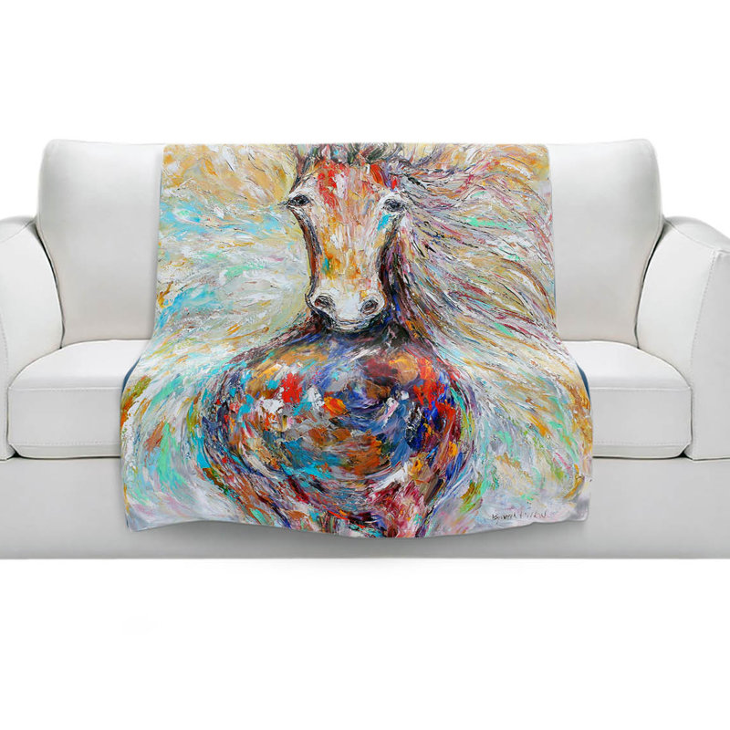 Couverture en sherpa doux cheval sauvage, l 51 po x L 60 po