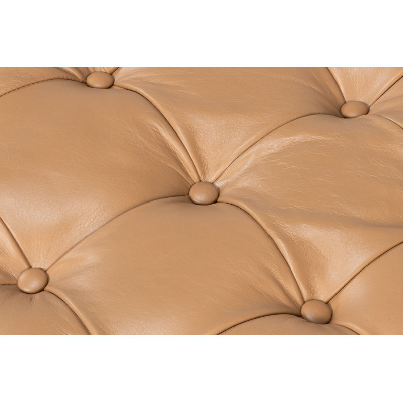 Corbet Round Ottoman, Caramel Brown