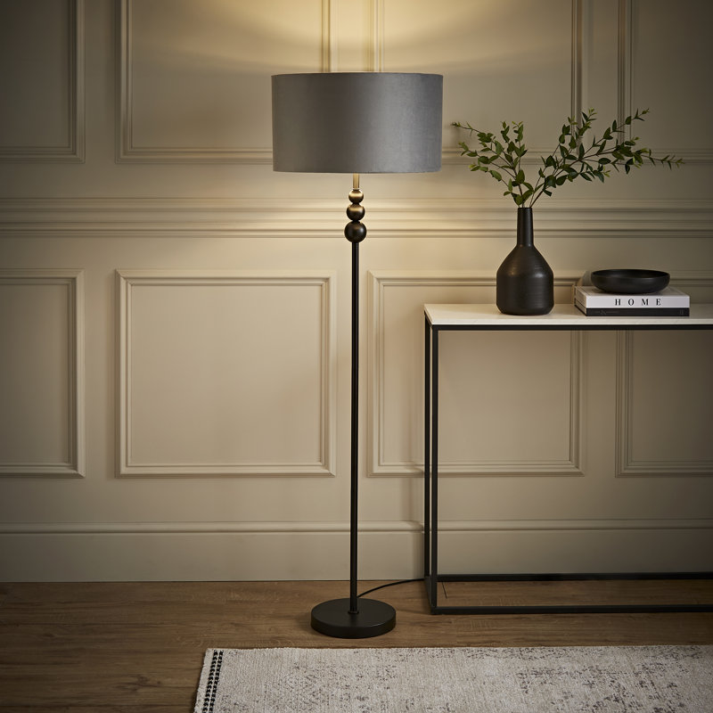 Aaiza 145cm Traditional Floor Lamp, Grey/Chrome, Matte, No