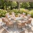 Ensemble de salle à manger de patio pour 8 personnes avec table de salle à manger 59 "et chaises en rotin avec coussins et coussins