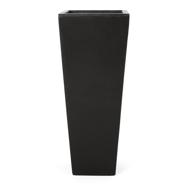 Outdoor Cast Stone Planter 13" X 32.5", Black - Quality Yard 32.5" For Garden Modern Look Option, Black