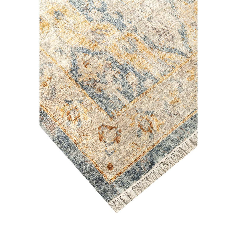 Hand Woven Silk and Wool Oriental Area Rug, Rectangle 6' x 9'