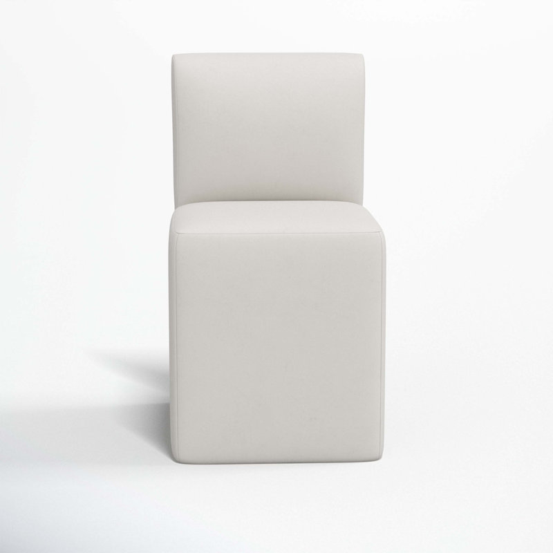 Mendy Upholstered Dining Chair, Bella Light Gray Performance Velvet