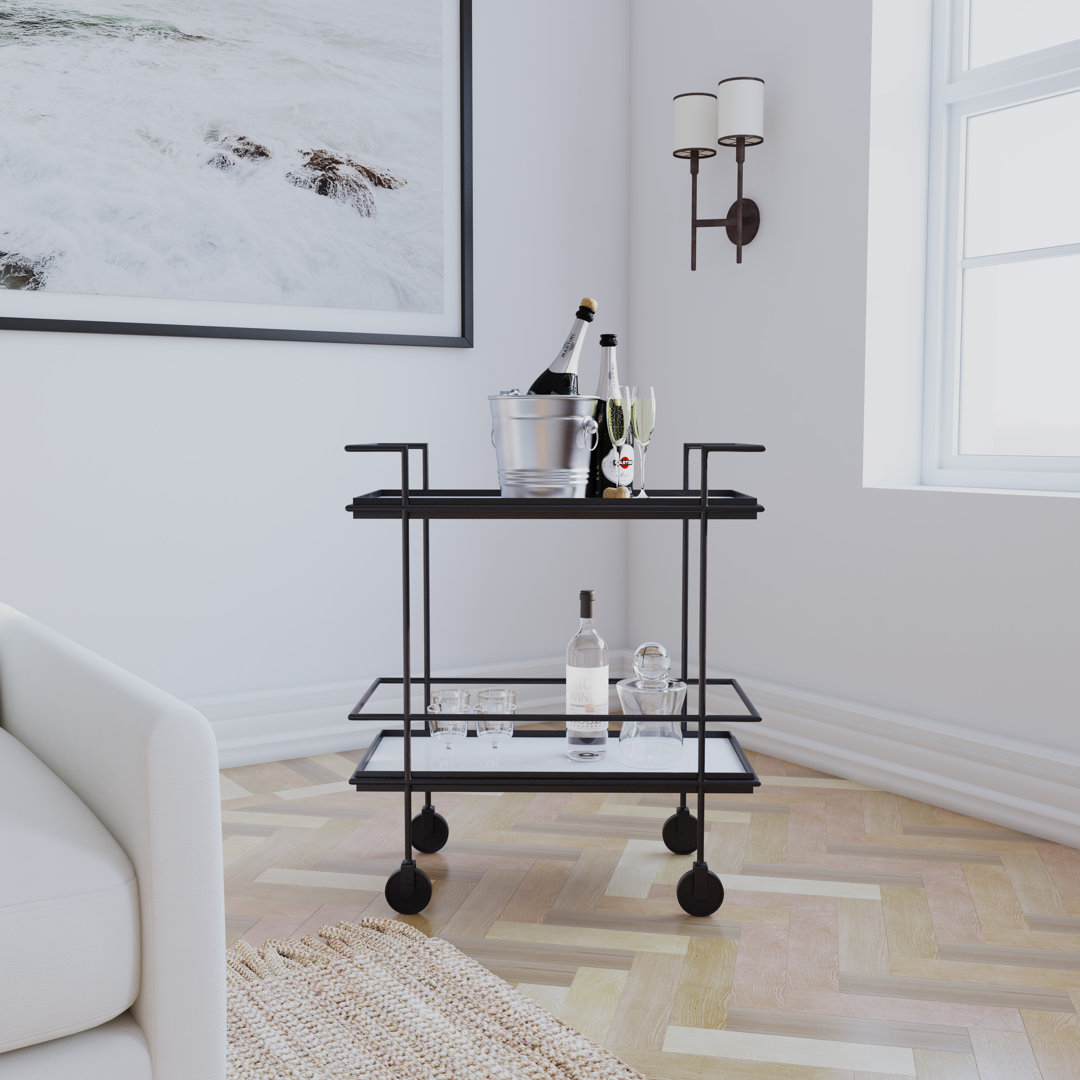 Chiseling Metal Bar Cart Hooker Furniture