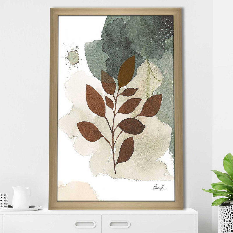 «Sage Bliss II» par Laura Horn - Peinture, Encadrement champagne, H 27,5 po x l 21,5 po x P 0,75 po
