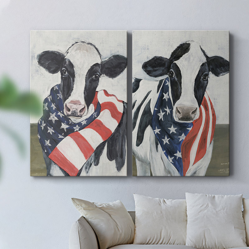 American Cow I - Toile tendue avec châssis de qualité supérieure - Prêt à être accroché