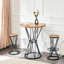 Ensemble de table et chaises de bar 3 pièces, plateau rond en bois aggloméré de 31,5 po avec structure en métal noir foncé, style industriel compact pour îlot de cuisine, 2 places