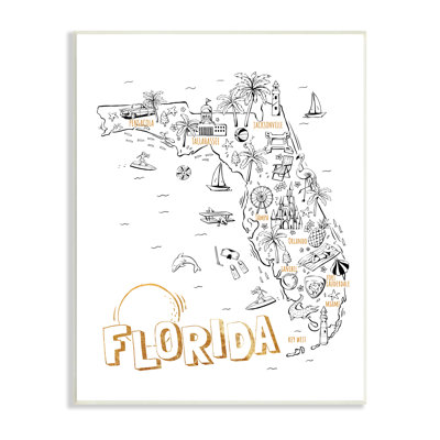 Florida State Drawing  Destinations Map Diagram " Florida State Drawing Destinations Map Diagram " Print