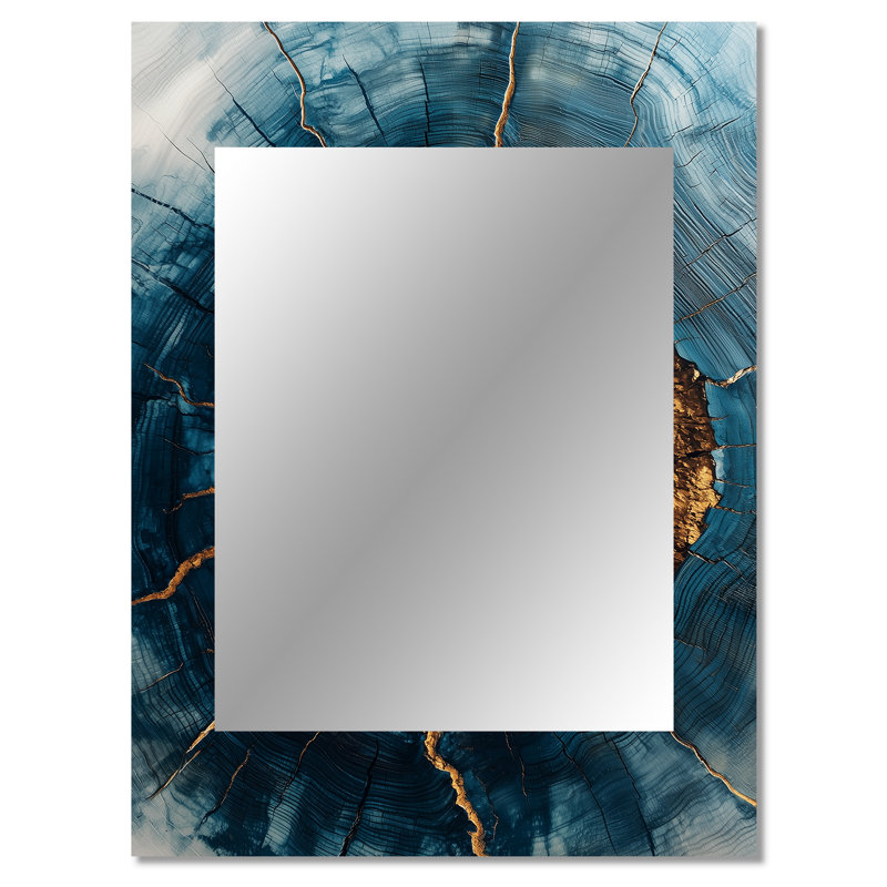 Wood Slide Of A Blue Lake Forest IV - miroir mural en bois, miroir décoratif traditionnel, impression d'art en métal