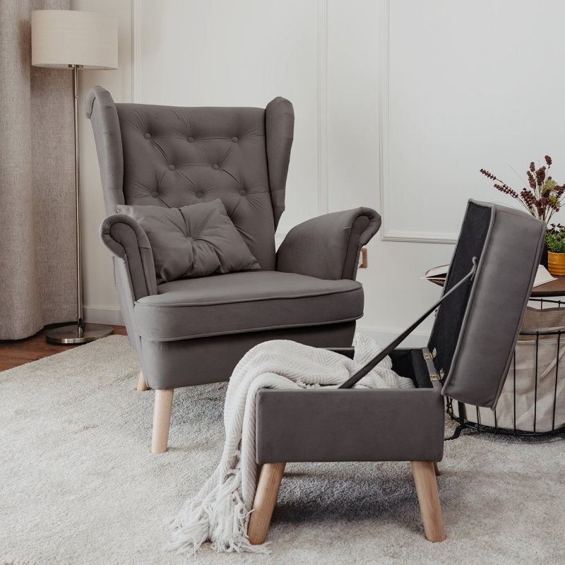 Upholstered Armchair, Grey