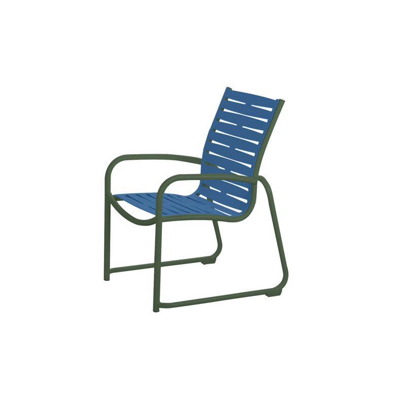 Millennia EZ Span™ Premium All-Weather Wicker Outdoor Stacking Dining Armchair with Cushion, Royal Blue, Obsidian