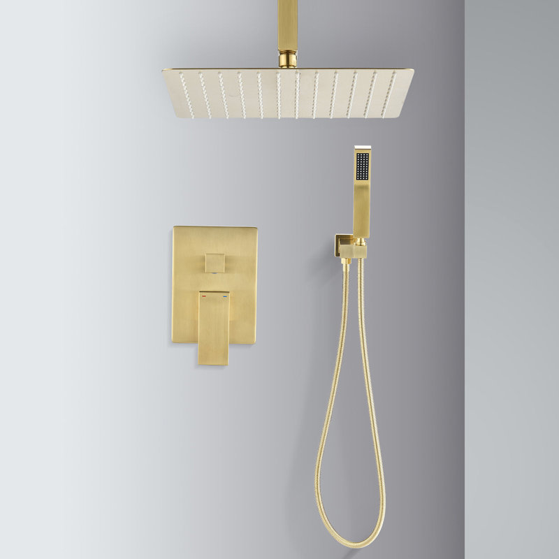 Ceiling Mounted Shower 16" - Brass & Stainless, Comfortable Shower, Matte Black With Long-lasting Durability, Black