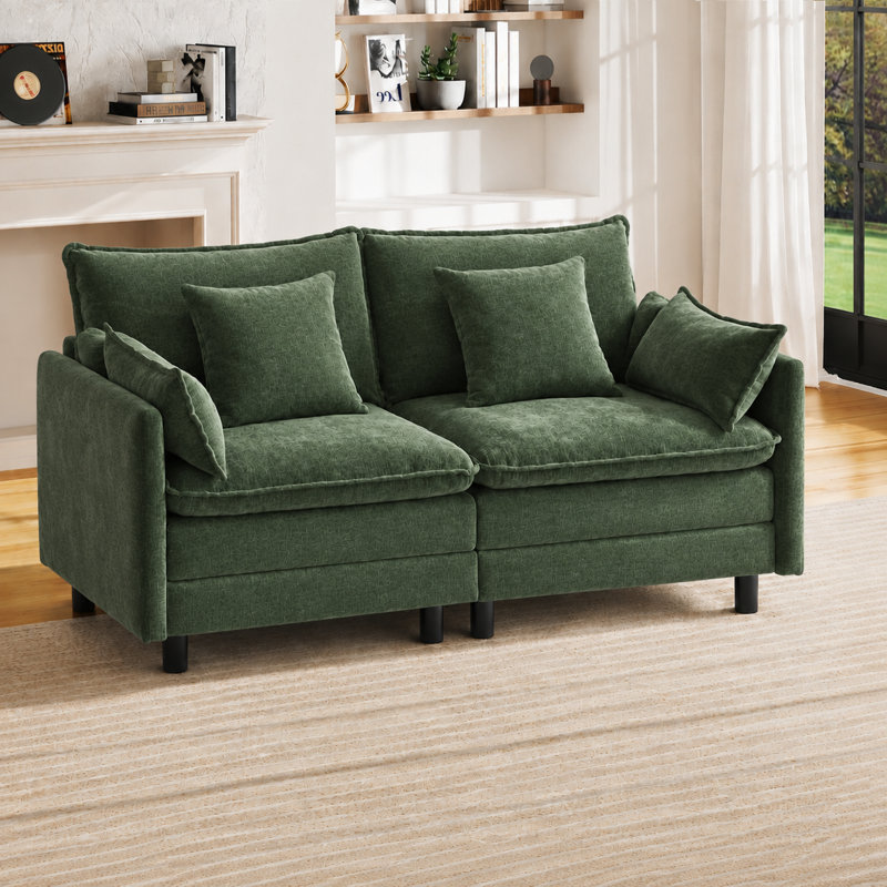 Causeuse modulaire en chenille Arale, Chenille vert Bella