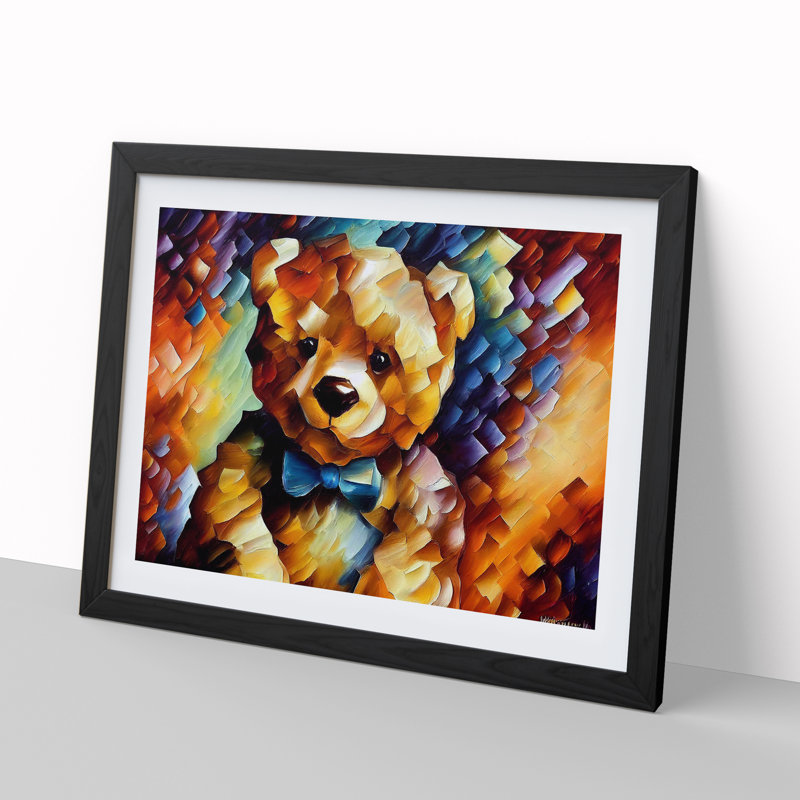 Teddy Bear Vol.2 Abstract - Single Picture Frame Print, 46cm H x 64cm W, Black