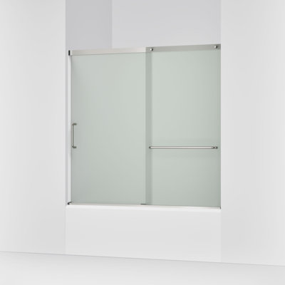 Elate Sliding Bath Door, 56-3/4-In H X 56-1/4 - 59-5/8-In W, With 1/4-In Thick Crystal Clear Glass