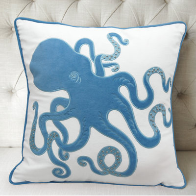 Blue  Inkling Octopus Indoor Appliqué Pillow