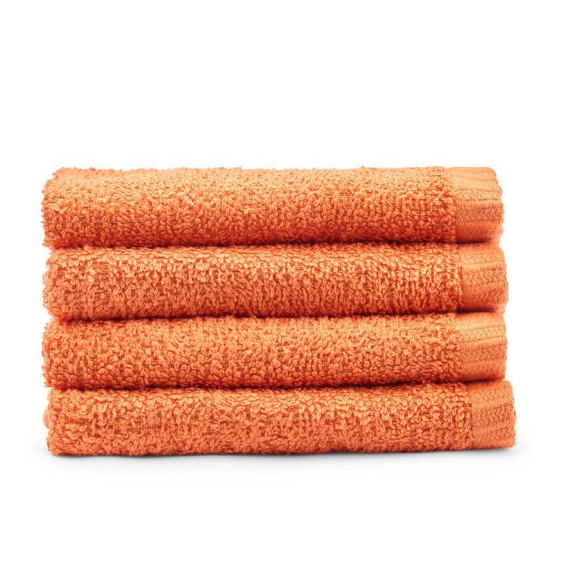 Quick Dry Cotton Face Cloth 4 Pack, Orange