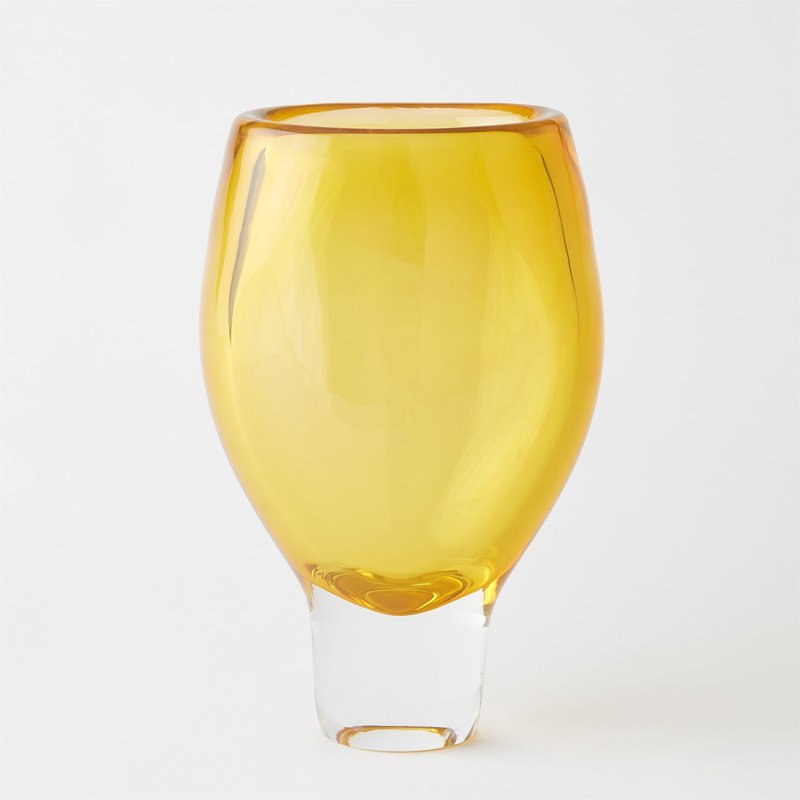 Vase-Amber-Lg, 15" H x 8.5" W x 5" D