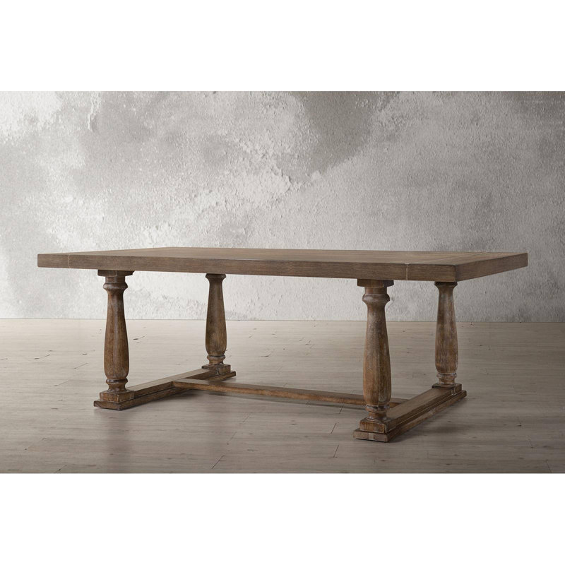 Table de salle à manger rectangulaire en bois au fini patiné, Chêne