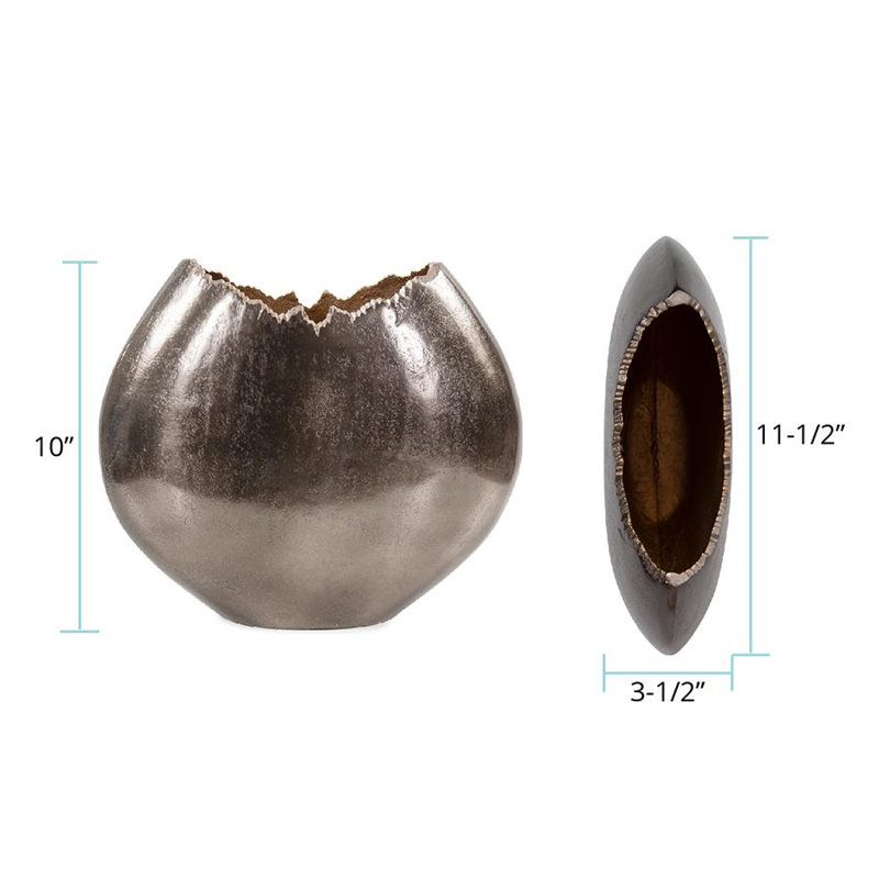 Baniff Jagged Edged Disc Vase- Medium, 10" H x 11.5" W x 3.5" D
