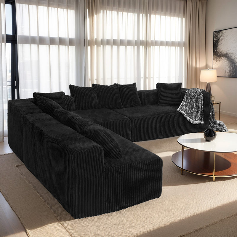 130" W Modular U-Shaped Sofa, With No Assembly Required Sofa, With Reversible Design And Freely Configurable Layout