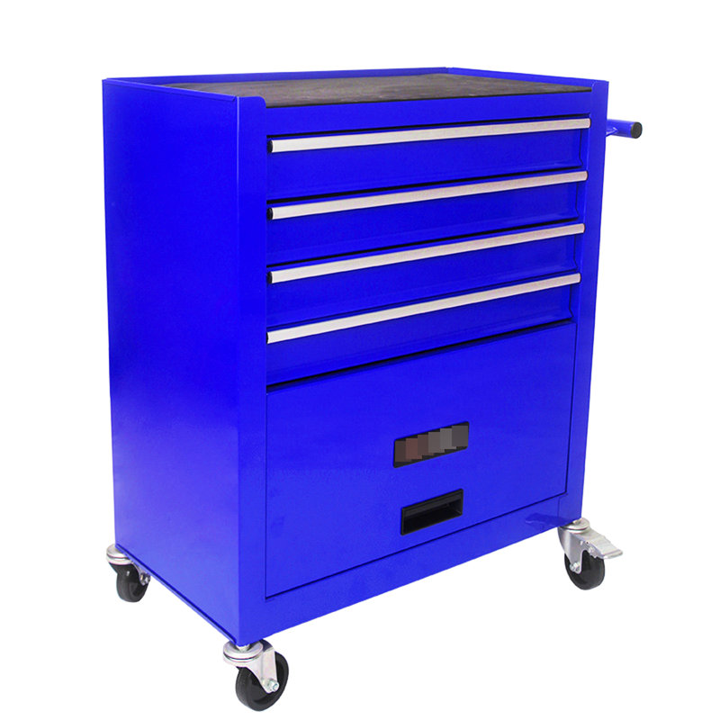 Chariot à outils multifonctionnel 4 tiroirs - bleu. Acier robuste et thermolaqué. Simple - accès au tiroir. 4 po 2 verrouillables, 2 rotatives. Espace de rangement supplémentaire. 23,84 * 13 * 29,67 Bleu 4 roulé à froid