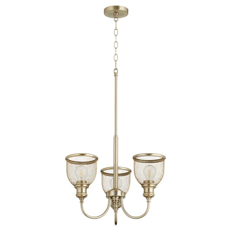 Lustre classique/traditionnel ombré 3 lumières Crowley, Laiton vieilli