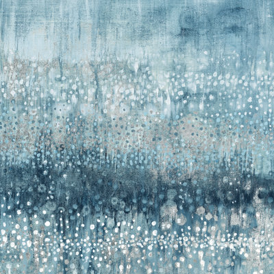 Rain Abstract IV Blue Silver by Danhui Nai - Wrapped Canvas Painting