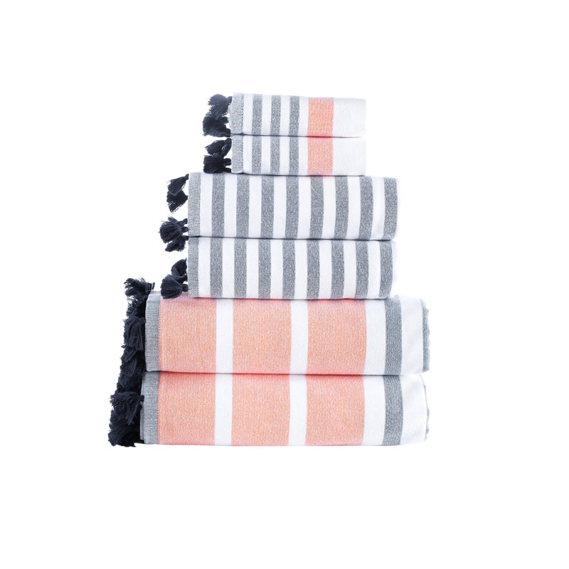 Brooks Brothers Turkish Pesthemal Towel Set, Orange, 6 Piece Towel Set