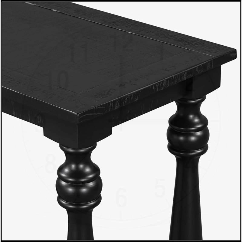 Charming Vintage Console Table with Shelf and Sturdy Legs for Various Rooms, Black