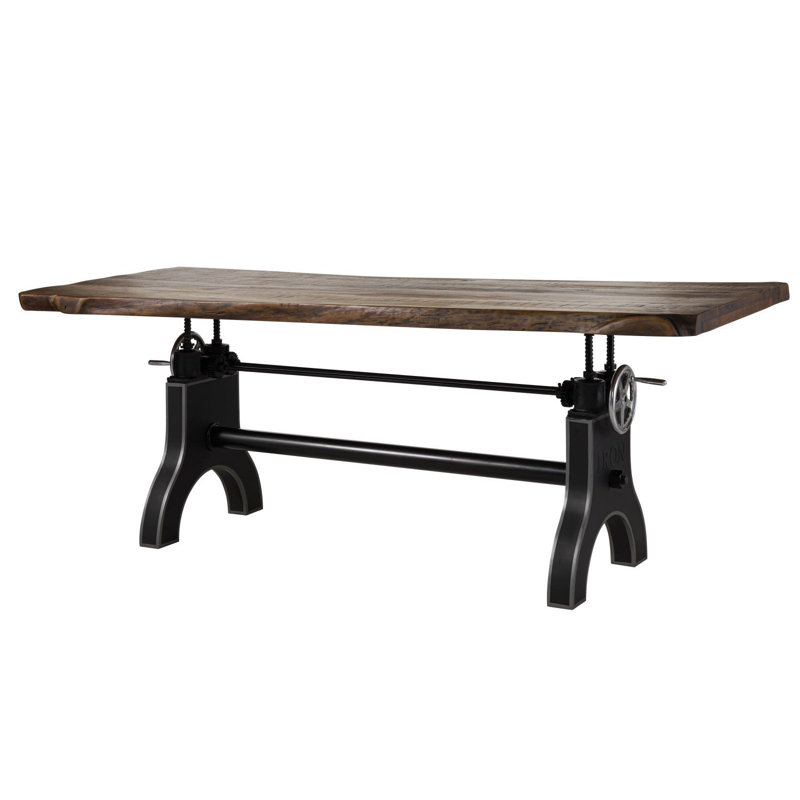 Solid Wood Top Metal Base Dining Table, 80cm H x 220cm L x 100cm W