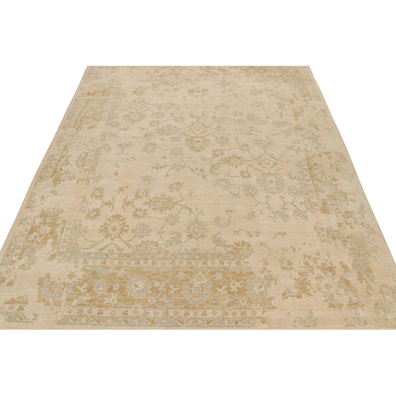 Hand Knotted Silk Area Rug in Brown