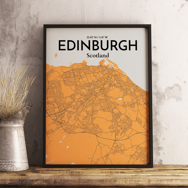 Edinburgh City Map - No Frame Print, 43.2cm H x 27.9cm W x 0.13cm D
