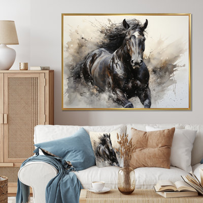 Grey Horse Majestic Monochrome Pointillism - Horse Canvas Prints