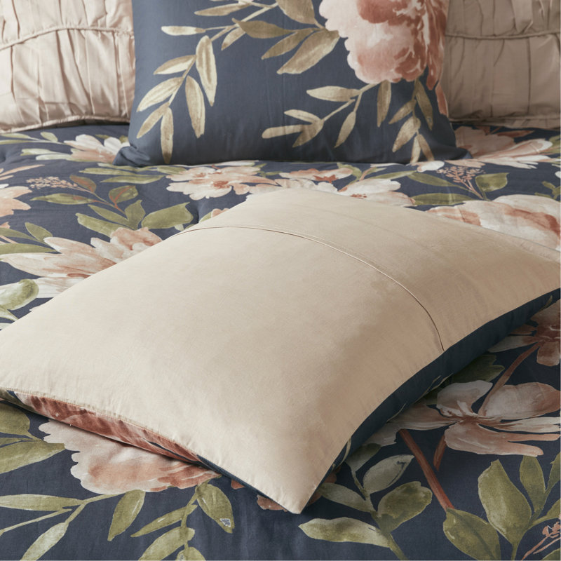 Ensemble d'édredon en coton 8 pièces bleu marine, Édredon très grand + 7 pièces supplémentaires