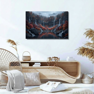 Automne chute d'eau, reproduction d'art sur toile, ensemble de 1