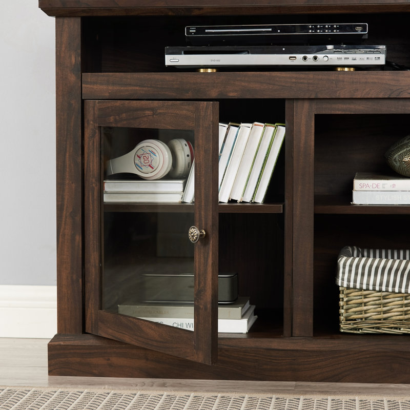 Meuble télé moderne avec portes en verre - Convient aux téléviseurs de 65 pouces