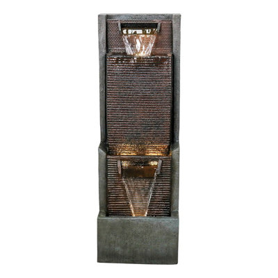 Modern  39.3" Outdoor Garden Water Fountain with LED Lights