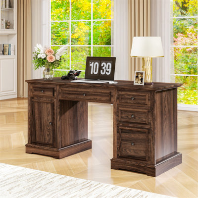 Bureau de direction 60 po avec tiroirs et classeur Farmhouse