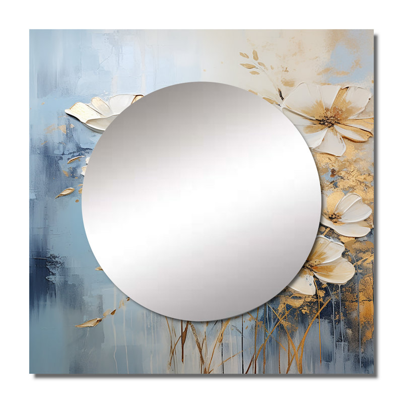 Gahwiler - Miroir carré à motif de fleurs sauvages, 36 po x 36 po