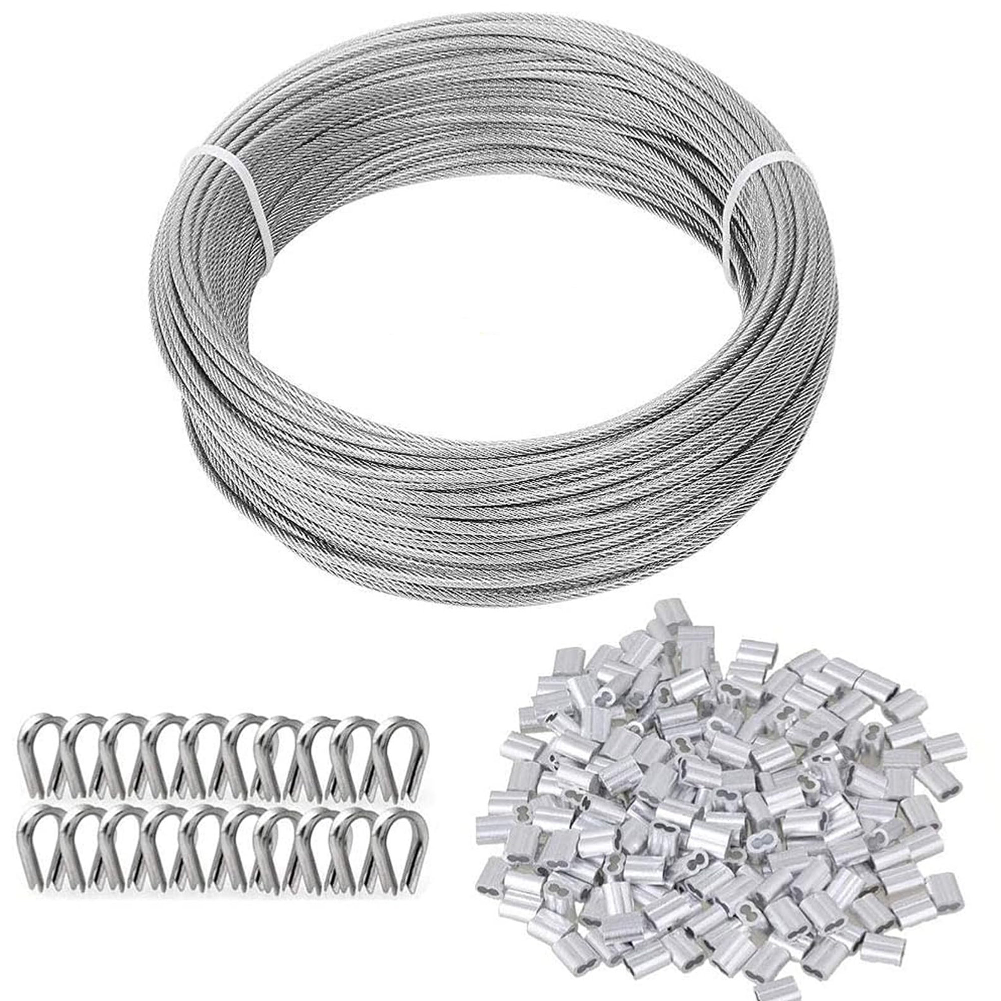 Wire Deck String Arlmont & Co. 100 Ft 7×7 Strand Core Stainless Steel Wire Rope - 50 ...