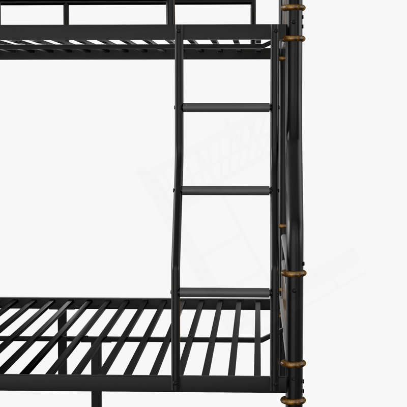Lit superposé double au-dessus de grand lit double avec garde-corps et conception amovible pour une utilisation optimale de l'espace
