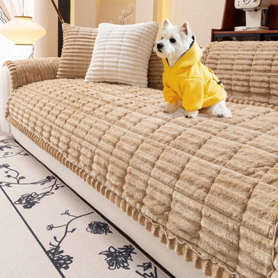Pet-Friendly Shaggy Sofa Cover - Thick Plush Furniture Protector For Living Room, Tatami, Bay Window, Or Headboard Use