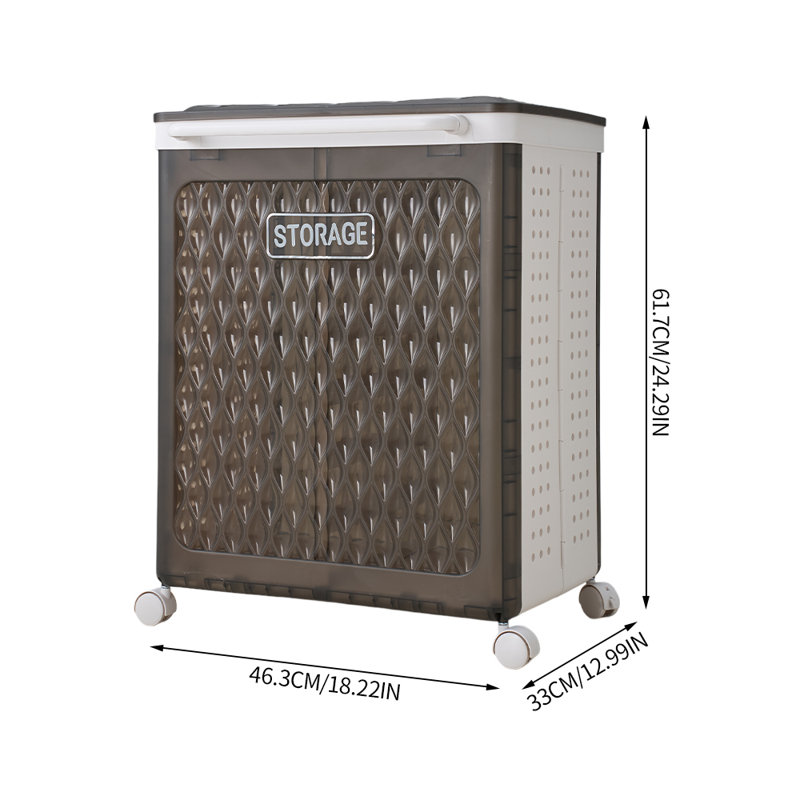 Plastic Laundry Basket, 61.7cm H x 46.3cm W x 33cm D, Black