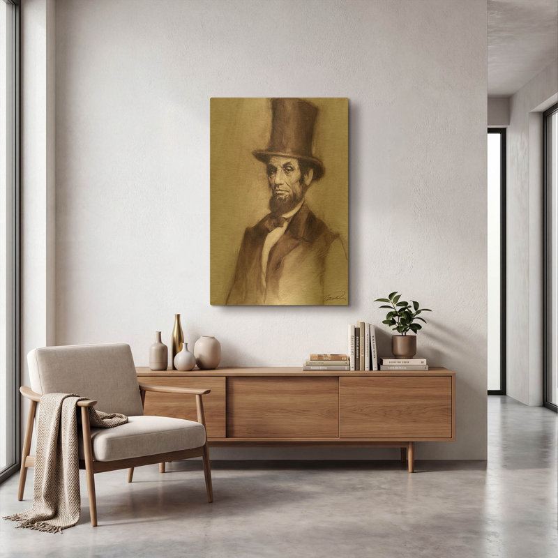 Tableau mural en métal doré « Honest Abe » de Robert Campbell, 61 x 91 cm, 24 po x 36 po