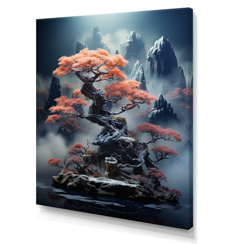 Mystical Bonsai 2 - Art mural bonsaï, Toile tendue, H 32 po x l 24 po x P 1 po