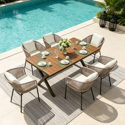 6 - Person Patio Dining Set With Rectangular Table , Cushions Included