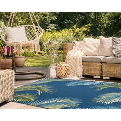 Tapis intérieur / extérieur bleu marine / vert Shira