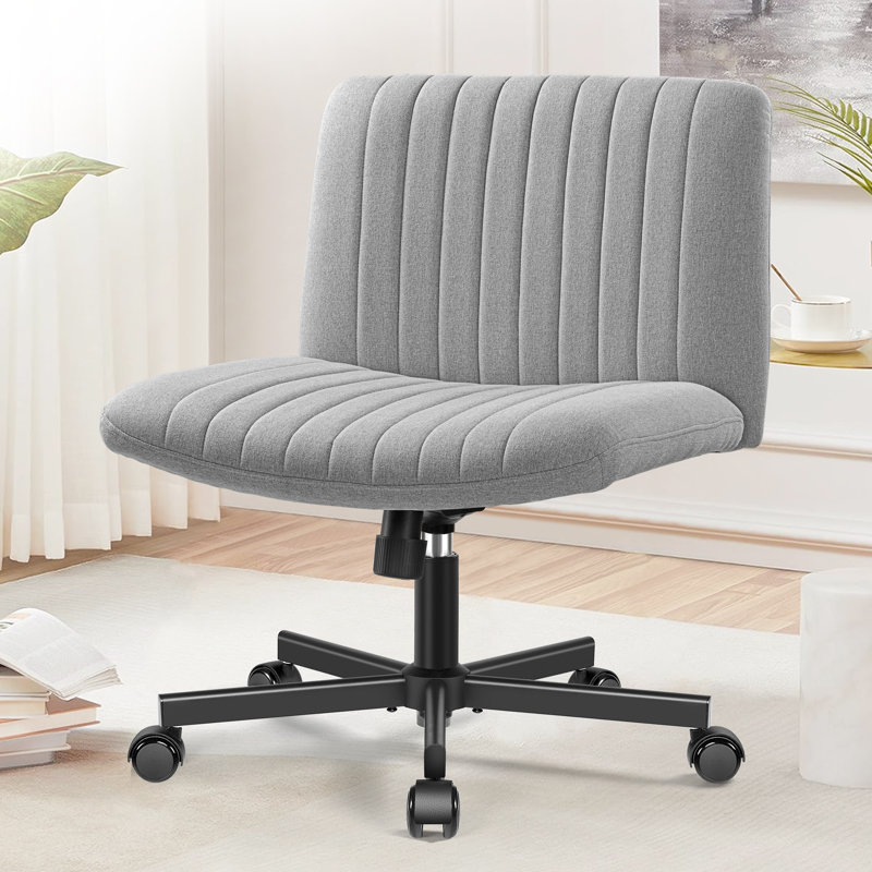 Wheeled Wide Seat Leisure Office Chair, Light Gray