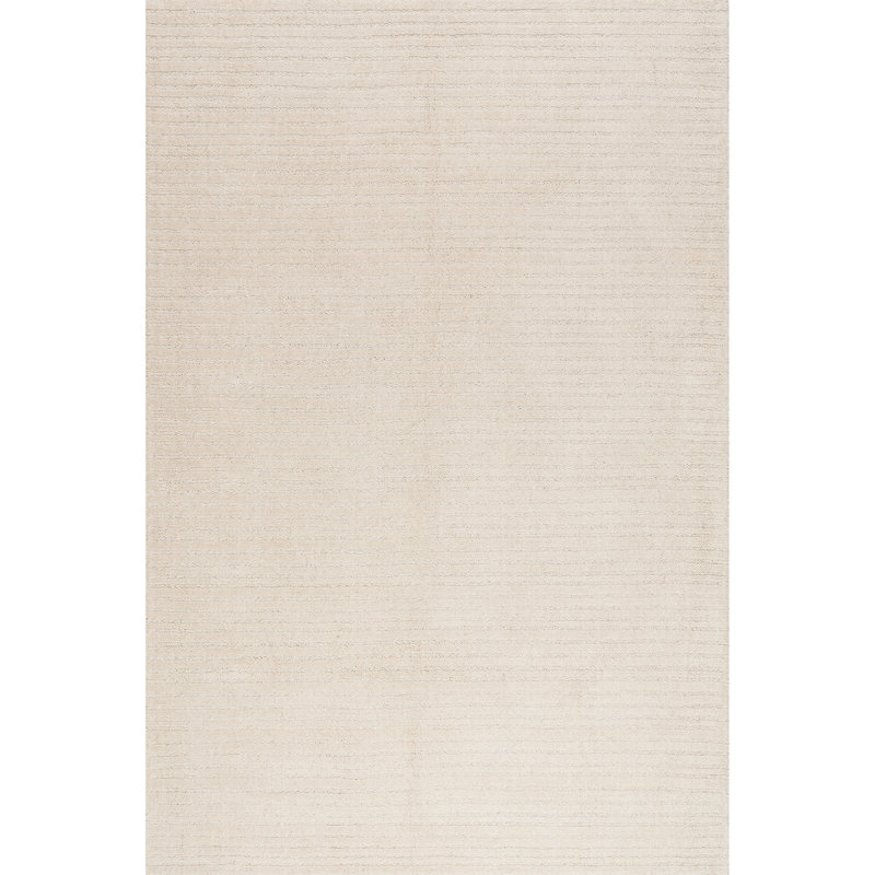 Beige Handmade Wool Tufted Rectangular Area Rug, 4' x 6'